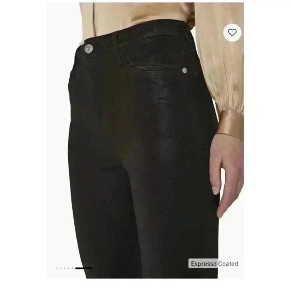 New FRAME Le Crop Flare Brown Espresso Coated Jeans Size 30 - Picture 4 of 11